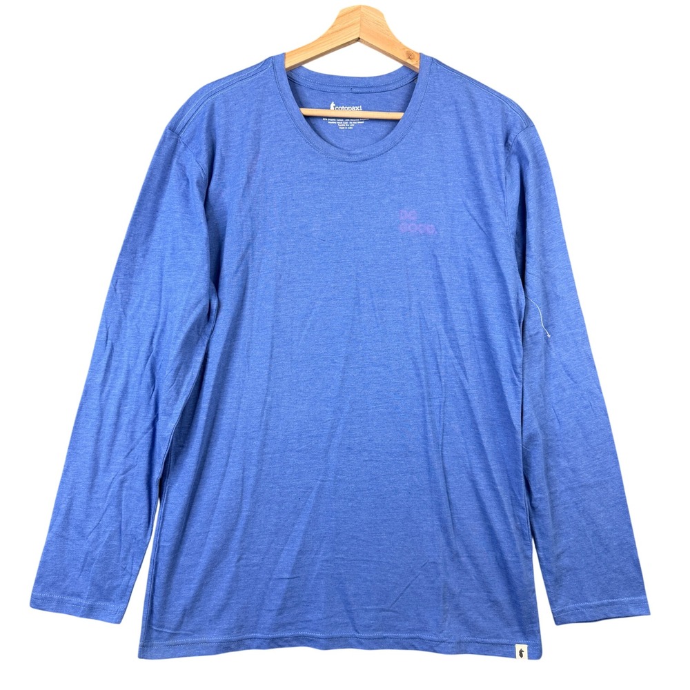 Cotopaxi Womens Cactus Graphic Long Sleeve T-Shirt Blue Heather Organic Cotton L